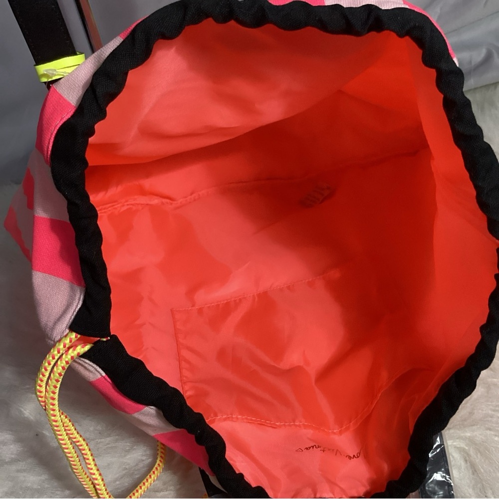Victoria’s Secret Limited Edition Drawstring Neon Striped Tote, Beach, Pool…Bag - Picture 6 of 10